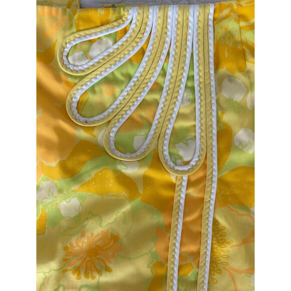 Vintage 70s Lilly Pulitzer Yellow Floral Skirt with Braid waist 27" - Picture 2 of 7